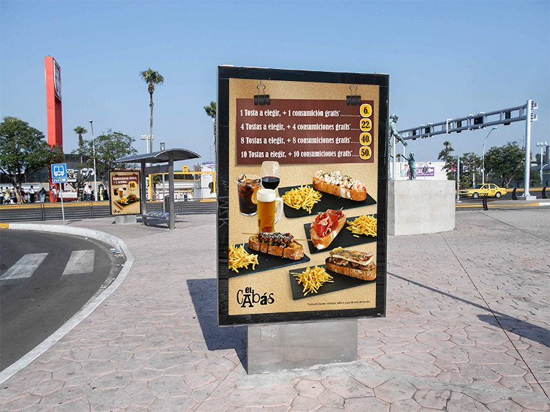 Diseño de publicidad para la campaña del restaurante el Cabás