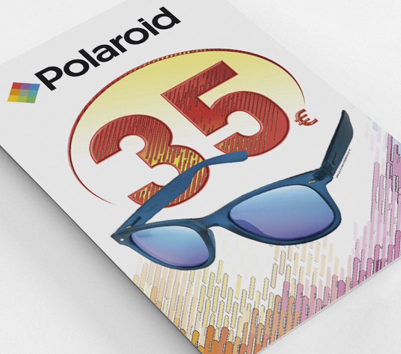 cartel diseño gráfico oferta polaroid